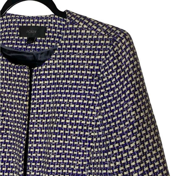 J Crew Women's Navy Blue Woven Silk Blend Jacket - Picture 6 of 6